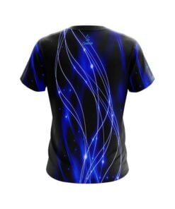 Alternative view of Plain Blue Spiral Waves CoolWick Bowling Jersey