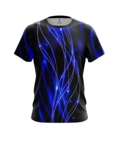 Plain Blue Spiral Waves CoolWick Bowling Jersey