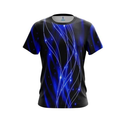 Plain Blue Spiral Waves CoolWick Bowling Jersey