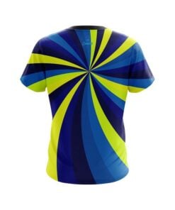 Alternative view of Plain Blue And Yellow Color Swirl CoolWick Bowling Jersey