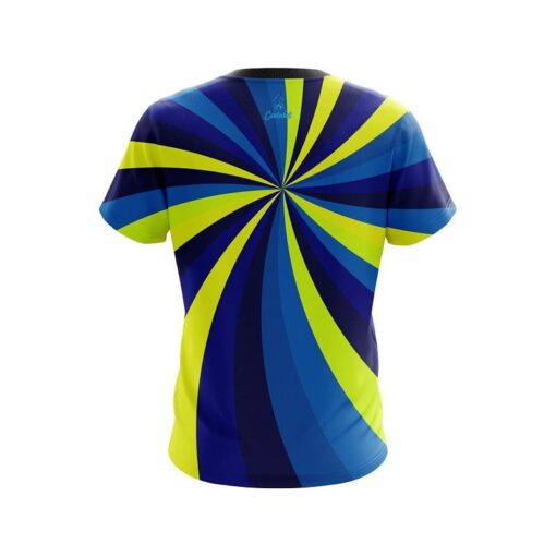 Plain Blue And Yellow Color Swirl CoolWick Bowling Jersey - Image 2