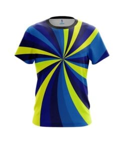 Plain Blue And Yellow Color Swirl CoolWick Bowling Jersey