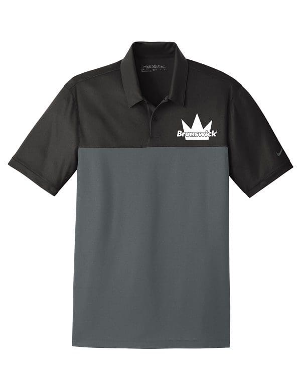 Brunswick Zone Black Grey Men's Embroidered Nike Dri-Fit Coolwick Bowling Polo Shirt