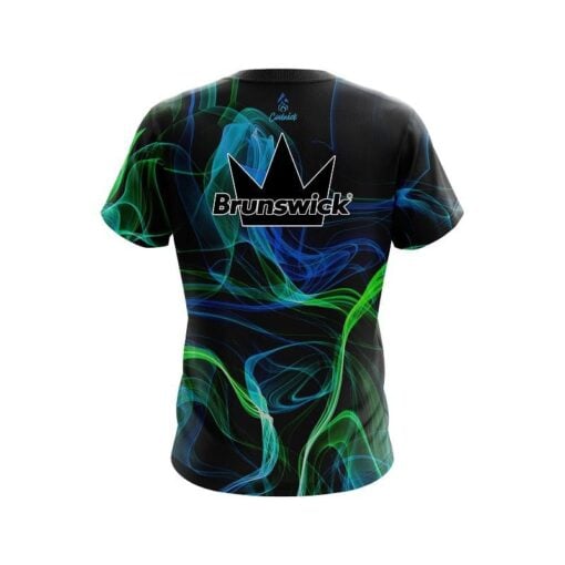 Brunswick Blue Green Smoke CoolWick Bowling Jersey - Image 2