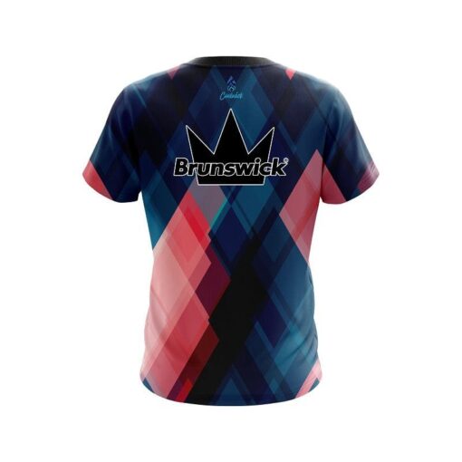 Brunswick Blue And Pink Diamond CoolWick Bowling Jersey - Image 2