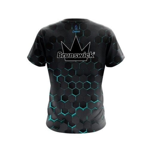 Brunswick Aqua Honeycomb Fusion CoolWick Bowling Jersey - Image 2