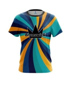 Brunswick Orange And Blue Color Swirl CoolWick Bowling Jersey