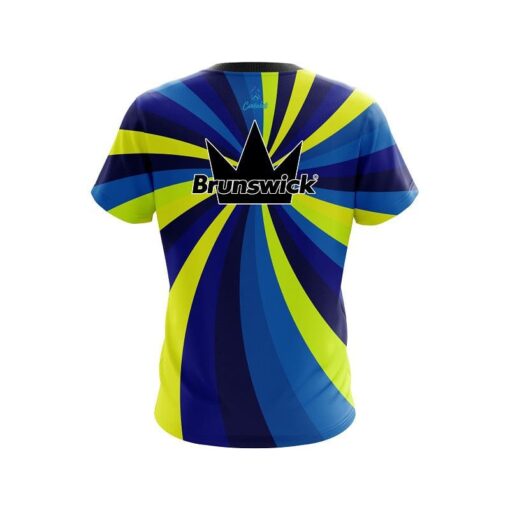 Brunswick Blue And Yellow Color Swirl CoolWick Bowling Jersey - Image 2