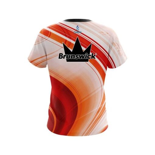 Brunswick Curvy Orange Pattern CoolWick Bowling Jersey - Image 2