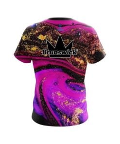 Alternative view of Brunswick Magenta Gold Liquid Marble CoolWick Bowling Jersey