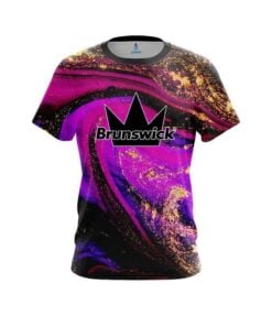 Brunswick Magenta Gold Liquid Marble CoolWick Bowling Jersey