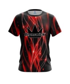 Brunswick Red Spiral Waves CoolWick Bowling Jersey