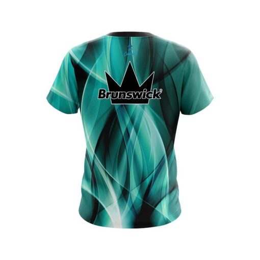 Brunswick Wavy Aqua Swirl CoolWick Bowling Jersey - Image 2