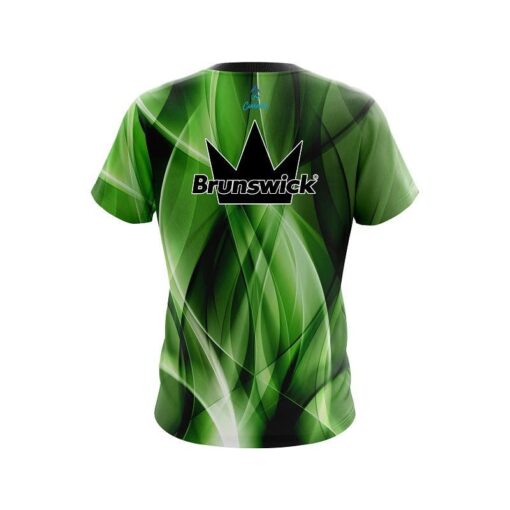 Brunswick Wavy Green Swirl CoolWick Bowling Jersey - Image 2