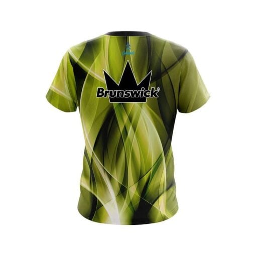 Brunswick Wavy Yellow Swirl CoolWick Bowling Jersey - Image 2