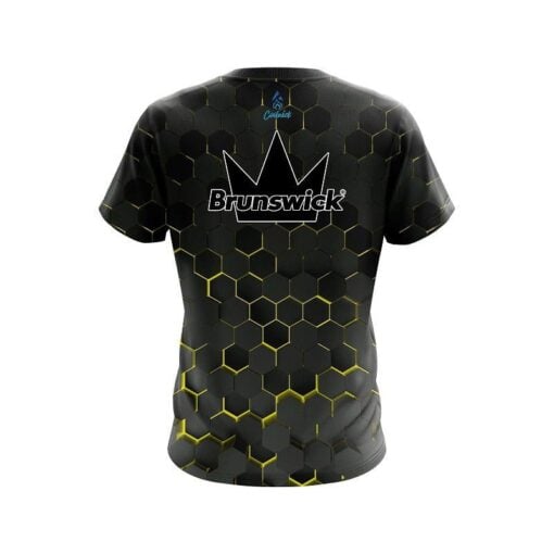 Brunswick Yellow Honeycomb Fusion CoolWick Bowling Jersey - Image 2