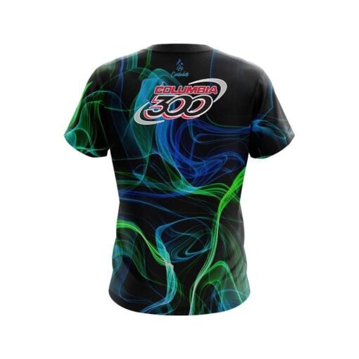 Columbia 300 Blue Green Smoke CoolWick Bowling Jersey - Image 2