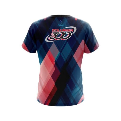 Columbia 300 Blue And Pink Diamond CoolWick Bowling Jersey - Image 2
