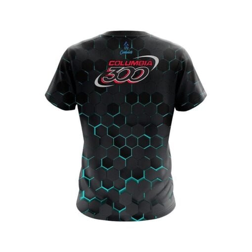 Columbia 300 Aqua Honeycomb Fusion CoolWick Bowling Jersey - Image 2