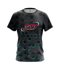 Columbia 300 Aqua Honeycomb Fusion CoolWick Bowling Jersey