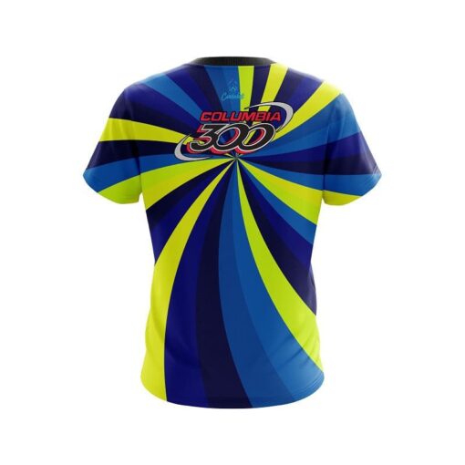 Columbia 300  Blue And Yellow Color Swirl CoolWick Bowling Jersey - Image 2