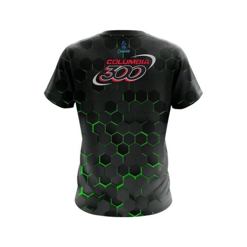 Columbia 300 Green Honeycomb Fusion CoolWick Bowling Jersey - Image 2
