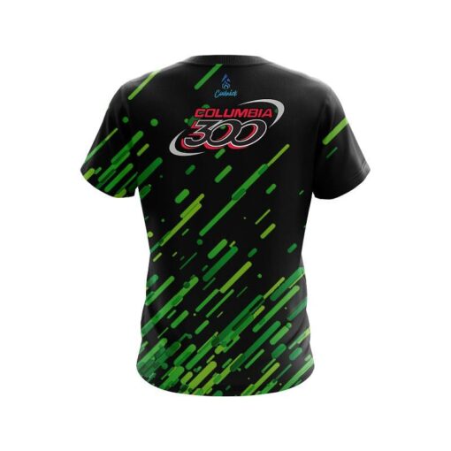 Columbia 300 Modern Green Stripe CoolWick Bowling Jersey - Image 2