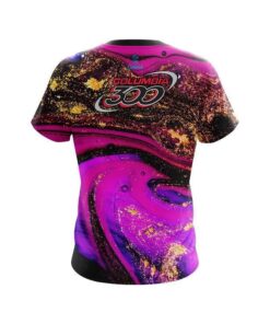 Alternative view of Columbia 300 Magenta Gold Liquid Marble CoolWick Bowling Jersey