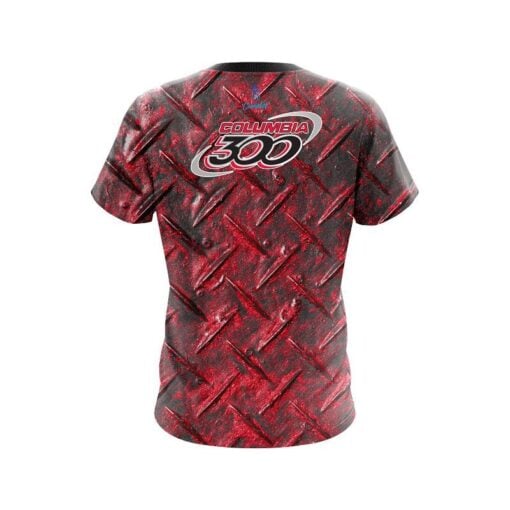 Columbia 300 Red Diamond Plate CoolWick Bowling Jersey - Image 2