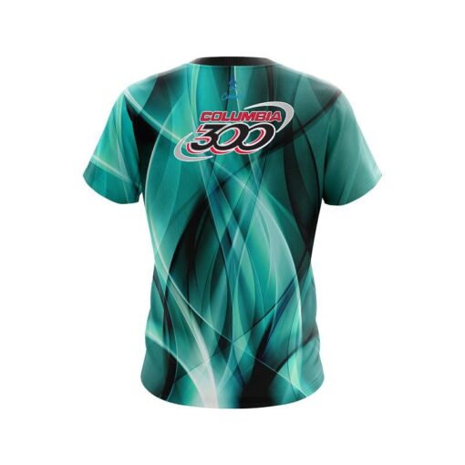 Columbia 300 Wavy Aqua Swirl CoolWick Bowling Jersey - Image 2