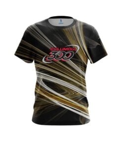 Columbia 300 Yellow Motion Swirl CoolWick Bowling Jersey