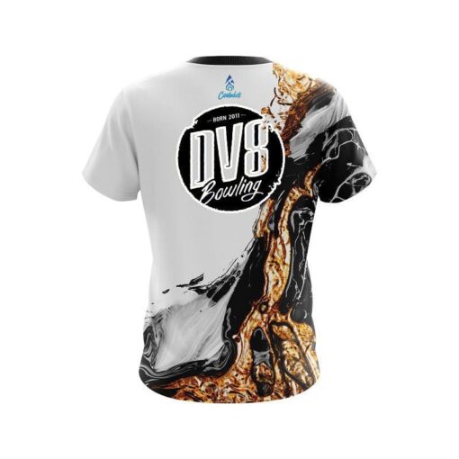 DV8 Black And Gold Liquid Marble CoolWick Bowling Jersey - Image 2