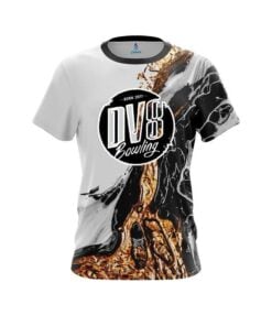 DV8 Black And Gold Liquid Marble CoolWick Bowling Jersey