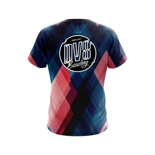 DV8 Blue And Pink Diamond CoolWick Bowling Jersey - Image 2
