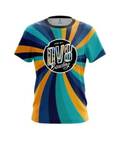 DV8 Orange And Blue Color Swirl CoolWick Bowling Jersey