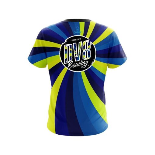 DV8 Blue And Yellow Color Swirl CoolWick Bowling Jersey - Image 2