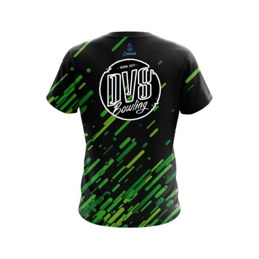 DV8 Modern Green Stripe CoolWick Bowling Jersey - Image 2