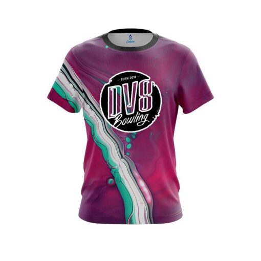 DV8 Liquid Pink And Green Liquid CoolWick Bowling Jersey - Image 2