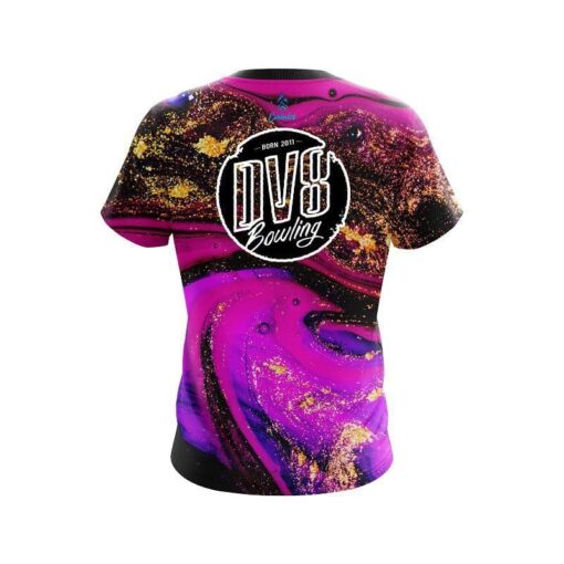 DV8 Magenta Gold Liquid Marble CoolWick Bowling Jersey - Image 2