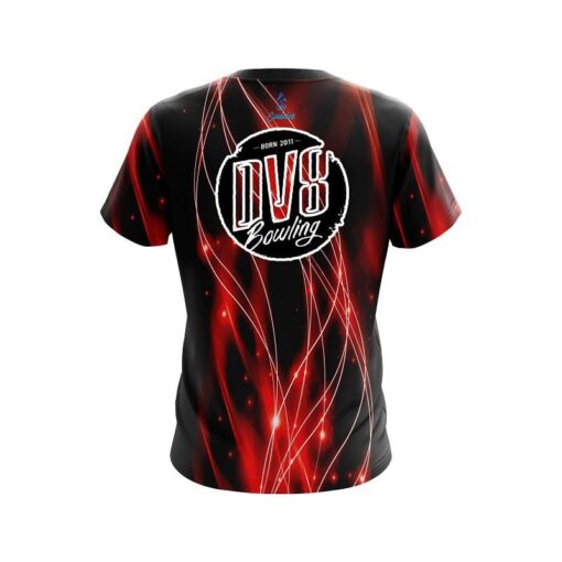 DV8 Red Spiral Waves CoolWick Bowling Jersey - Image 2