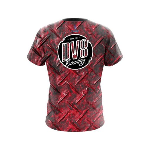 DV8 Red Diamond Plate CoolWick Bowling Jersey - Image 2