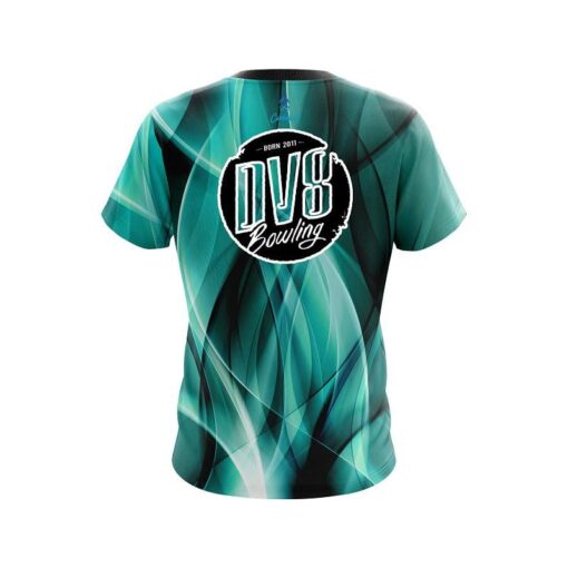 DV8 Wavy Aqua Swirl CoolWick Bowling Jersey - Image 2