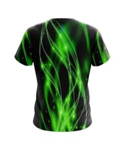 Alternative view of Plain Green Spiral Waves CoolWick Bowling Jersey