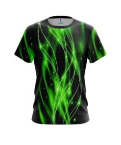 Plain Green Spiral Waves CoolWick Bowling Jersey