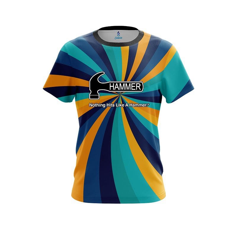 Hammer Orange And Blue Color Swirl CoolWick Bowling Jersey