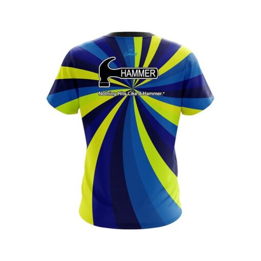 Hammer Blue And Yellow Color Swirl CoolWick Bowling Jersey - Image 2