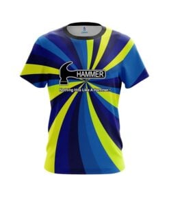 Hammer Blue And Yellow Color Swirl CoolWick Bowling Jersey