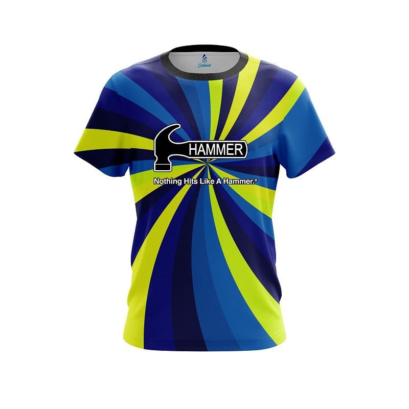Hammer Blue And Yellow Color Swirl CoolWick Bowling Jersey