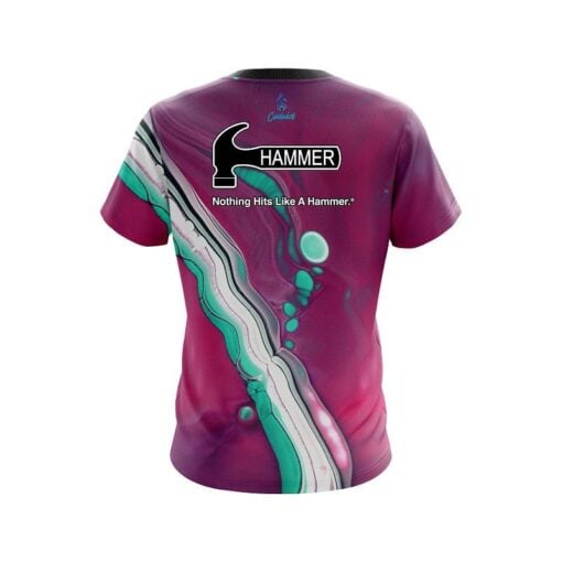 Hammer Pink And Green Liquid CoolWick Bowling Jersey - Image 2