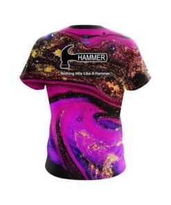 Alternative view of Hammer Magenta Gold Liquid Marble CoolWick Bowling Jersey